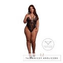 Obsessive Bodystocking koronkowy, regulowane ramiączka, czarny Plus Size Le Désir by Shots