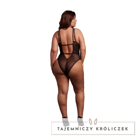 Obsessive Bodystocking koronkowy, regulowane ramiączka, czarny Plus Size Le Désir by Shots