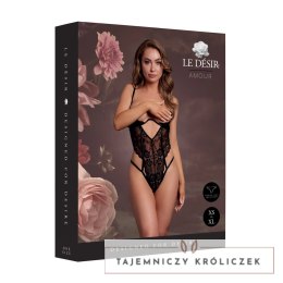 Obsessive Bodystocking koronkowy z fiszbinami, otwarty, czarny, uniwersalny Le Désir by Shots