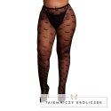 Obsessive Heart Patterned Tights Plus Size Black XL-4XL Le Désir by Shots