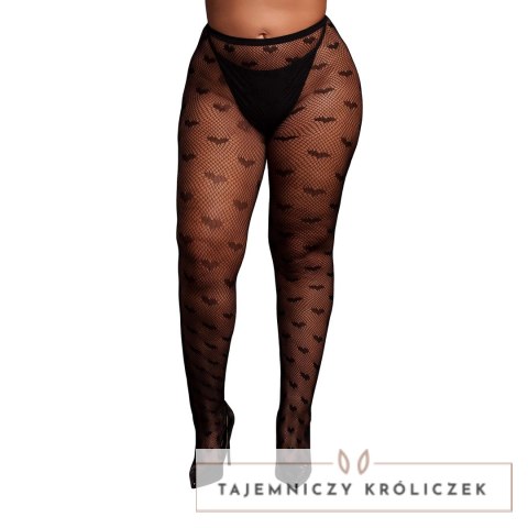 Obsessive Heart Patterned Tights Plus Size Black XL-4XL Le Désir by Shots
