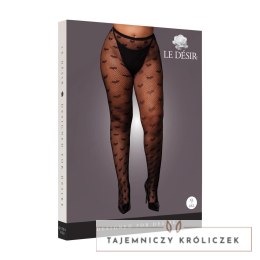 Obsessive Heart Patterned Tights Plus Size Black XL-4XL Le Désir by Shots