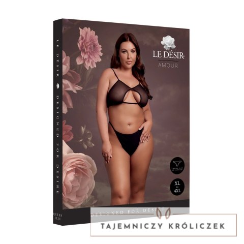Obsessive Keyhole Mesh Bra Plus Size Czarny z Podwojnymi Ramiączkami Le Désir by Shots