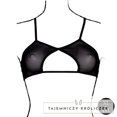 Obsessive Keyhole Mesh Bra Plus Size Czarny z Podwojnymi Ramiączkami Le Désir by Shots