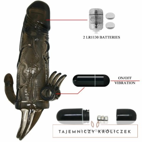 Baile Brave Man - Czarna nakładka z podwojnym systemem wibracyjnym, 16,5 cm BAILE FOR HIM