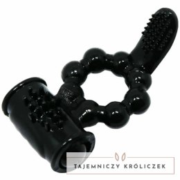 Baile Sweet Ring czarny silikonowy pierścień intymny z podwojnym stymulatorem BAILE FOR HIM