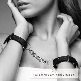 Bijoux Indiscrets Maze Thin Handcuffs Black - stylowe kajdanki z eko-skory Bijoux Indiscrets