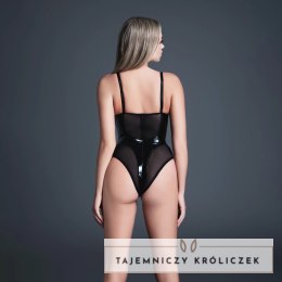 La Tentadora XL Czarny Body z Efektem Lateksu i Siatką Allure
