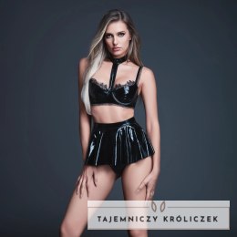 Noches Traviesas Komplet Winylowy S Czarny - Top i Spodniczka Lateksowa Allure