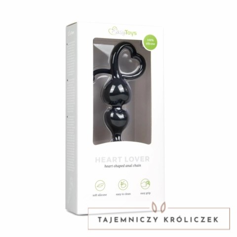 Sinner Gear Serce Koraliki Intymne Czarny Silikon 19 cm Easytoys Anal Collection