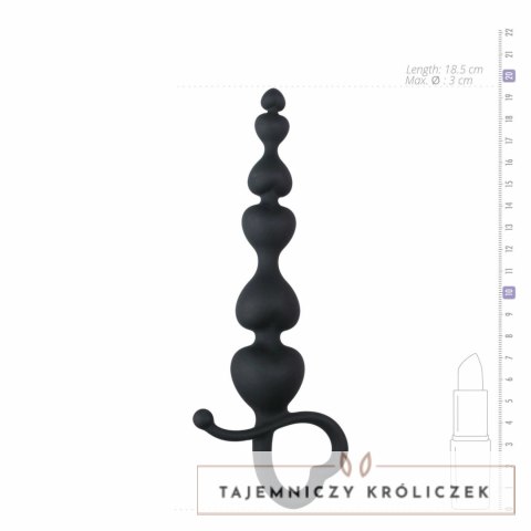 Sinner Gear Serce Koraliki Intymne Czarny Silikon 19 cm Easytoys Anal Collection