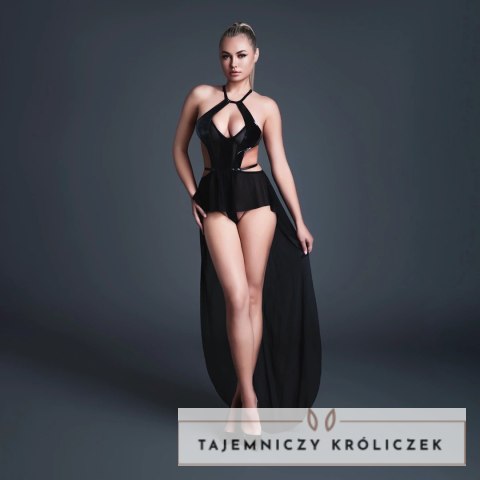 Take Me Body marki Baci - czarny, winylowy efekt, siateczka, spodnica S Allure