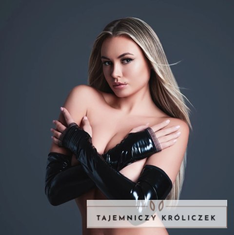 Wild One Rękawiczki Bez Palcow XL Czarny Vinyl Połysk Lateksowy Look Allure