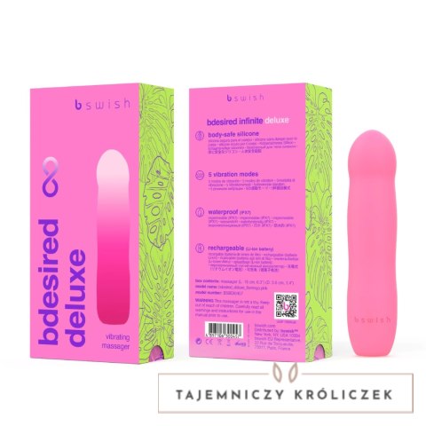 B Swish Bdesired Infinite Deluxe Pink - 5 Trybow, Wodoodporny, USB B Swish