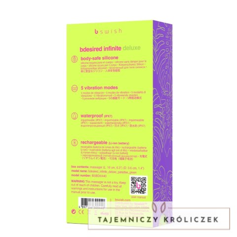 B Swish Bdesired Infinite Deluxe Wibrator 5 trybow zielony IPX7 B Swish