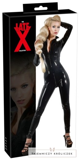 LateX Kombinezon Lateksowy Czarny L z Dwoma Zamkami i Kołnierzem Late X