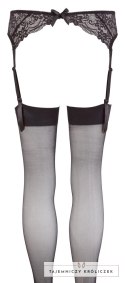 NO:XQSE Koronkowy Pas z Pończochami Czarny S/M - zestaw elegancki NO:XQSE