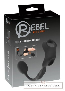 Rebel RC System - Pierścień Intymny z Wibrującą Wtyczką, Czarny, 33 cm Rebel