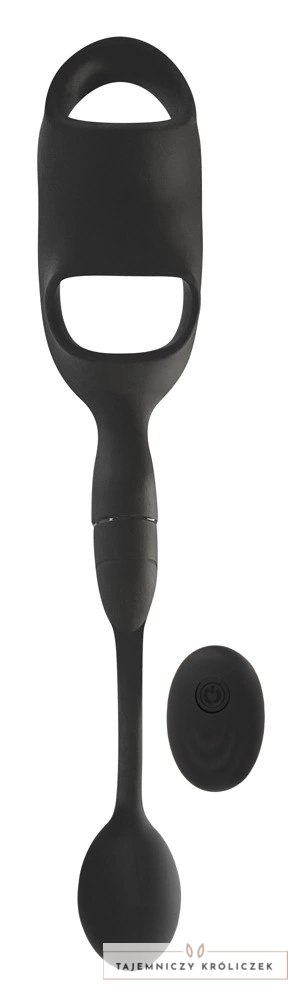 Rebel RC System - Pierścień Intymny z Wibrującą Wtyczką, Czarny, 33 cm Rebel
