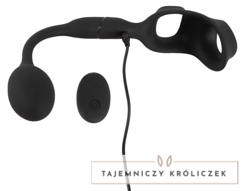 Rebel RC System - Pierścień Intymny z Wibrującą Wtyczką, Czarny, 33 cm Rebel