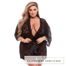 Baci Szlafrok Koronkowo-Satynowy Czarny Queen Plus Size Baci Lingerie
