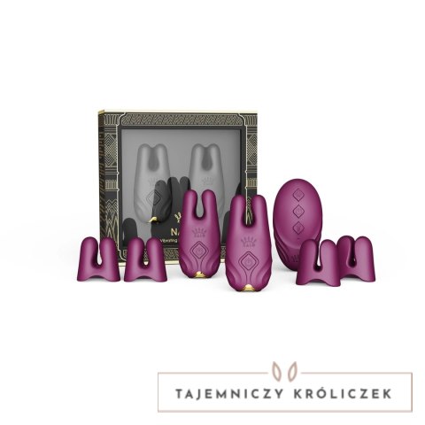 ZALO Nave Velvet Purple - Wibrujące klipsy EasyClamp, silikon, pilot Zalo