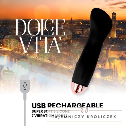 Dolce Vita Wibrator Akumulatorowy 7 Trybow Czarny Silikon 12,5cm DOLCE VITA