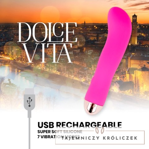 Dolce Vita Wibrator Akumulatorowy 7 Trybow Rożowy 13,2 cm USB DOLCE VITA