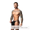 Male Power Gladiator Skirt Jock S/M Czarny - Skorzany Design, Metalowe Detale Male Power