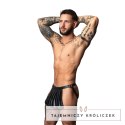 Male Power Jock Skirt L/XL Czarny Skorzany Efekt Z Elementami Metalowymi Male Power