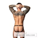 Male Power Jock Skirt L/XL Czarny Skorzany Efekt Z Elementami Metalowymi Male Power