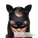XR Brands Leather Cat Mask - Regulowana maska z naturalnej skory XR Brands