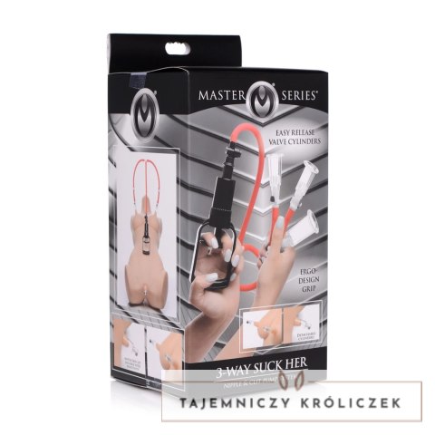 XR Brands Master Series 3-drożny system podciśnienia do stymulacji piersi i łechtaczki XR Brands