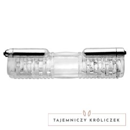XR Brands Nowoczesna maszyna intymna podwojna z wibracją, przezroczysta XR Brands