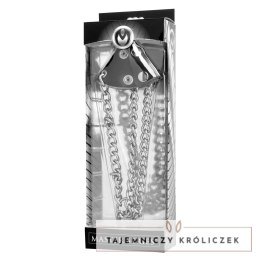 XR Brands Skorzany pas do rozciągania - model z łańcuchami i pierścieniem XR Brands