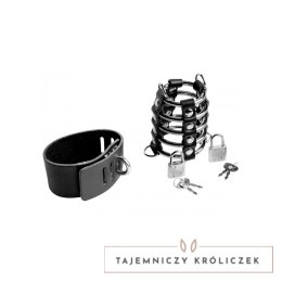 XR Brands - pas intymny z regulacją, skorzane paski, metalowa konstrukcja XR Brands