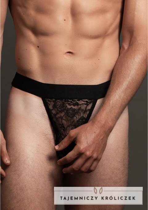 Allure Men L/XL - Koronkowe slipy męskie z otwartym tyłem, czarne Allure