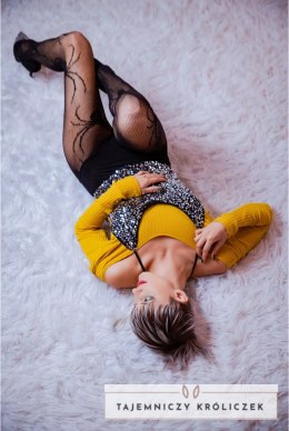 Kix'ies Rajstopy damskie Spider Mesh czarne rozmiar B wzor pająka Kix'ies