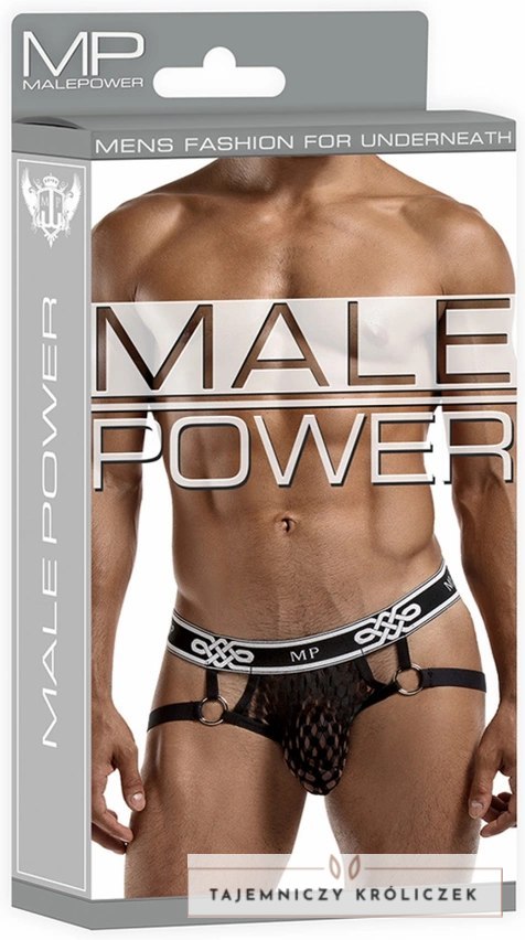 Male Power Diamond Mesh Jock Ring LXL z otwartym tyłem czarny Male Power