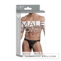 Male Power LXL Satin Spandex Stringi męskie komfortowe czarne Male Power