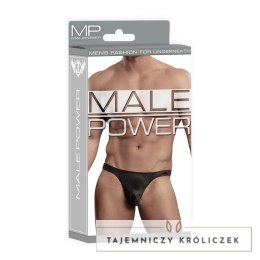 Male Power LXL Satin Spandex Stringi męskie komfortowe czarne Male Power