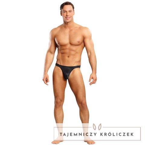 Male Power LXL Satin Spandex Stringi męskie komfortowe czarne Male Power