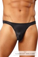 Male Power LXL Satin Spandex Stringi męskie komfortowe czarne Male Power