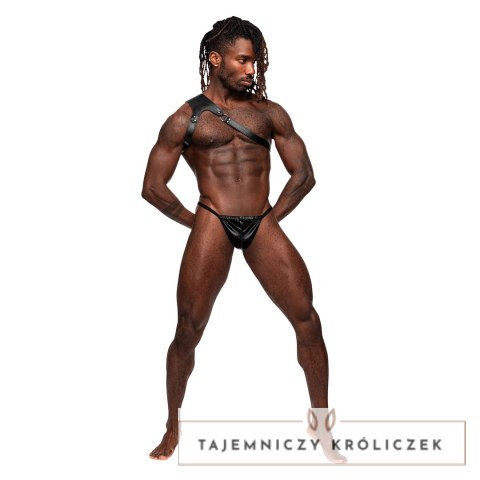 Male Power Leather Harness regulowane szelki z imitacji skory czarne Male Power