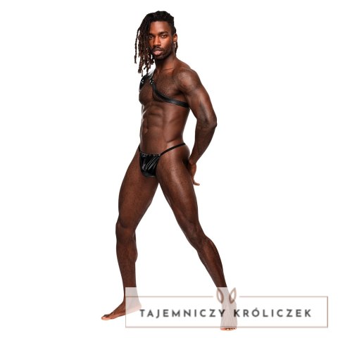 Male Power Leather Harness regulowane szelki z imitacji skory czarne Male Power