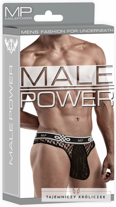 Male Power Stringi Lo Rise LXL czarne niskie wycięcie Peep Show Male Power