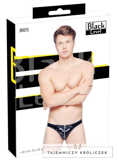 Black Level Slipy męskie XL czarny winylowy połysk z zamkiem Black Level
