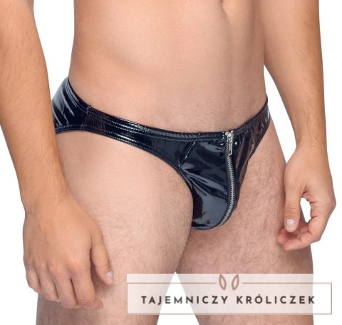 Black Level Slipy męskie XL czarny winylowy połysk z zamkiem Black Level