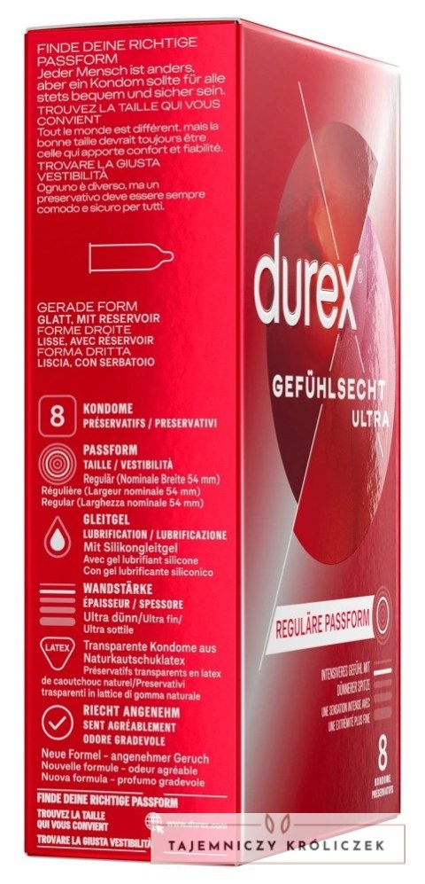 Durex Gefuhlsecht Ultra Prezerwatywy Lateksowe 20% Cieńsze 8 szt. Durex