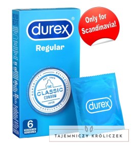 Durex Regular 6 szt. - prezerwatywy klasyczne, nawilżane, lateksowe Durex